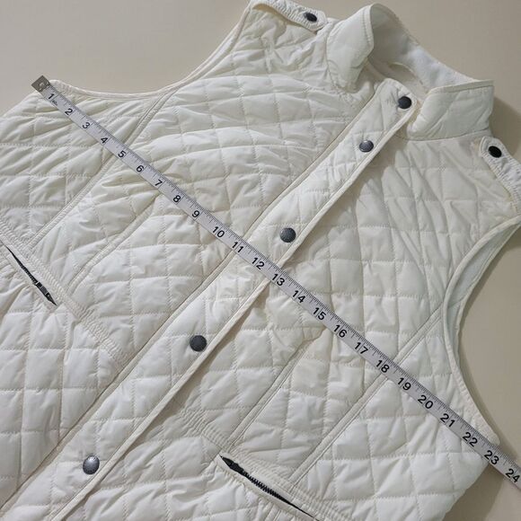 Talbots Ivory Quilted Fleece Lined White Zip Front Vest - Picture 5 of 13